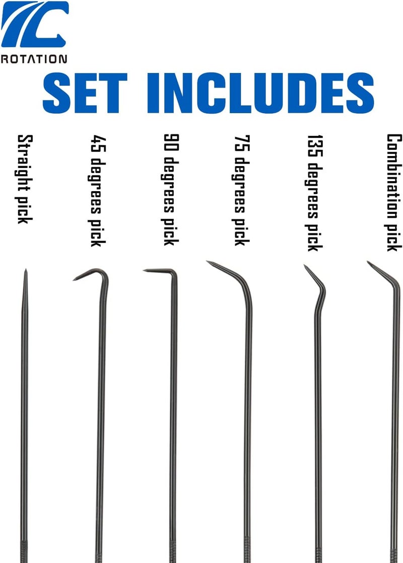 ROTATION Extra Long Precision Hook and Pick Set, 6-Piece Set, Chrome Vanadium Steel Shaft, for Remove Hoses and Gaskets, Auto and Electronics Maintenance Tools - Image 3